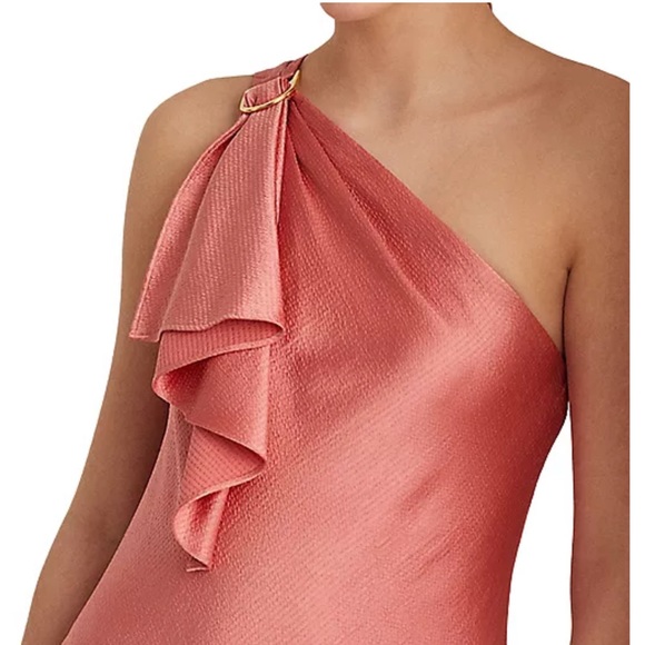 Lauren Ralph Lauren Dress One-Shoulder Satin Cocktail Dress - Picture 4 of 4